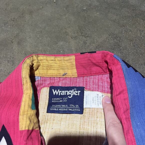 Vintage 80s Wrangler X-Long Tails Pattern Western Shirt - Picture 4 of 4